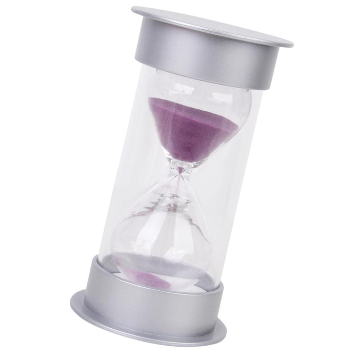 Ten Minutes Hourglass Sandglass Sand Timer Home Decor Silver Lid Purple Sand