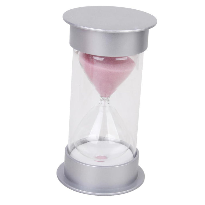 15 Minutes Hourglass Sandglass Sand Timer Home Decor Silver Lid Pink Sand