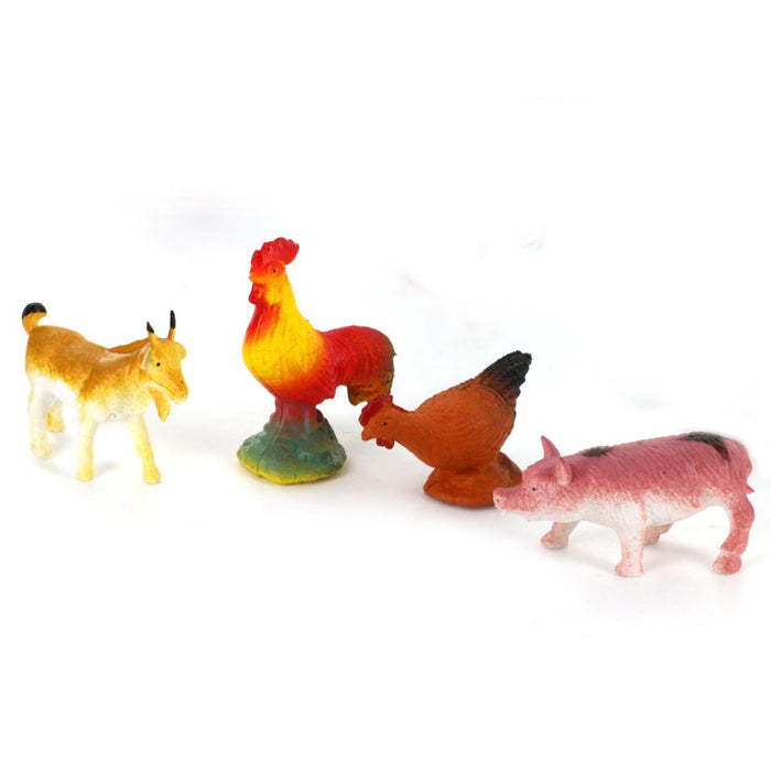 Crofta 15 Plastic Farm Yard Figure Pig Cow Animals Figures & Coconut Tree Kids Toys