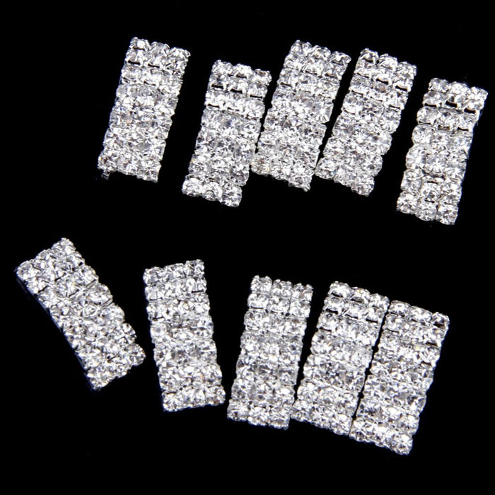 10 Pcs Crystal Diamante Rhinestone Buckle Invitation Ribbon Slider A