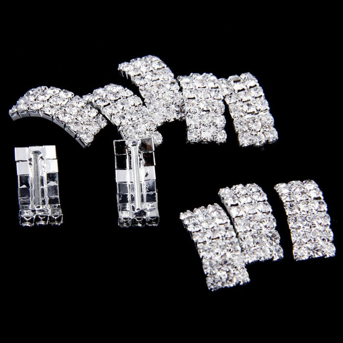 Crofta 100 Pieces Vaulted Rhinestone Ribbon Buckles Sliders for Wedding Decoration