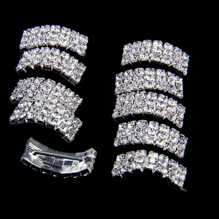 Crofta 100 Pieces Vaulted Rhinestone Ribbon Buckles Sliders for Wedding Decoration