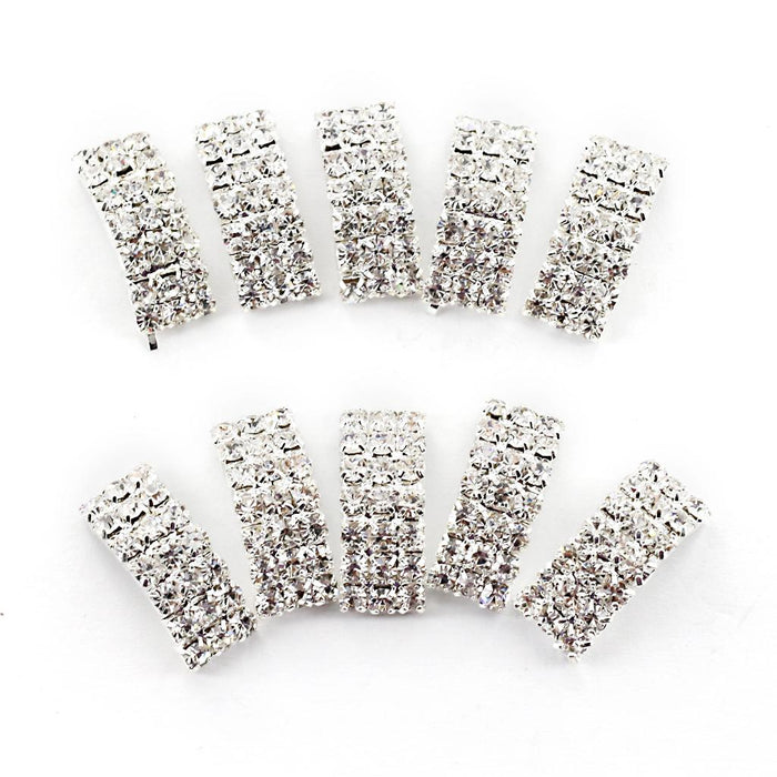 10 Pcs Crystal Diamante Rhinestone Buckle Invitation Ribbon Slider A