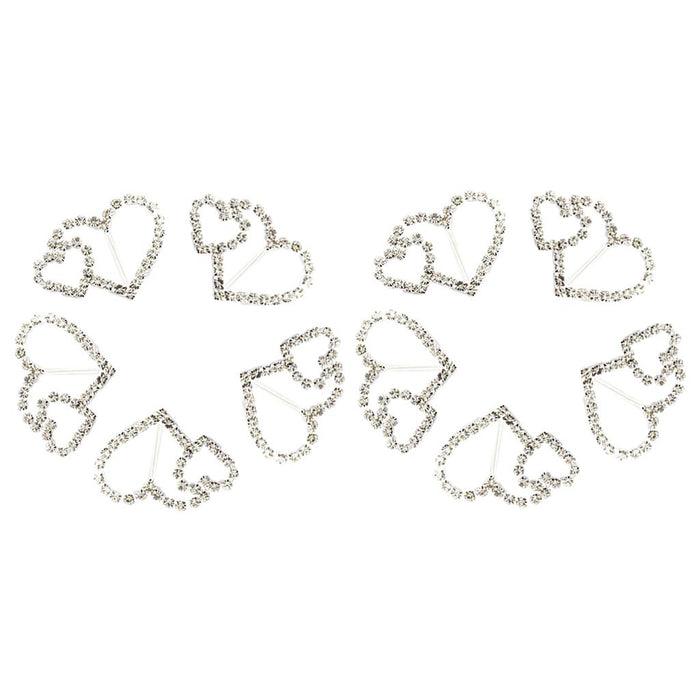 10 Pcs Crystal Diamante Rhinestone Buckle Invitation Ribbon Slider D