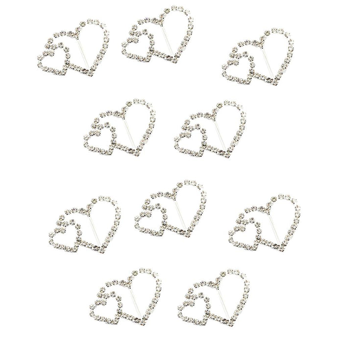 10 Pcs Crystal Diamante Rhinestone Buckle Invitation Ribbon Slider D