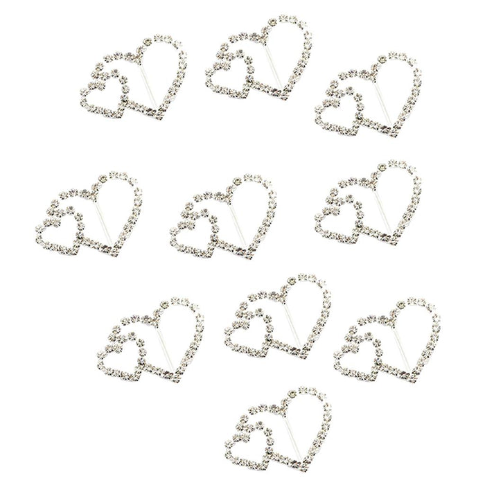 10 Pcs Crystal Diamante Rhinestone Buckle Invitation Ribbon Slider D