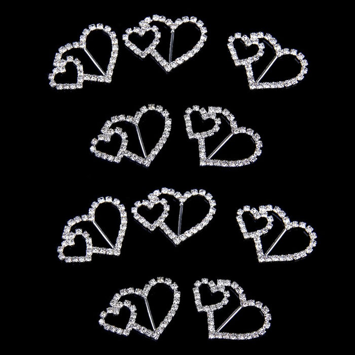 10 Pcs Crystal Diamante Rhinestone Buckle Invitation Ribbon Slider D