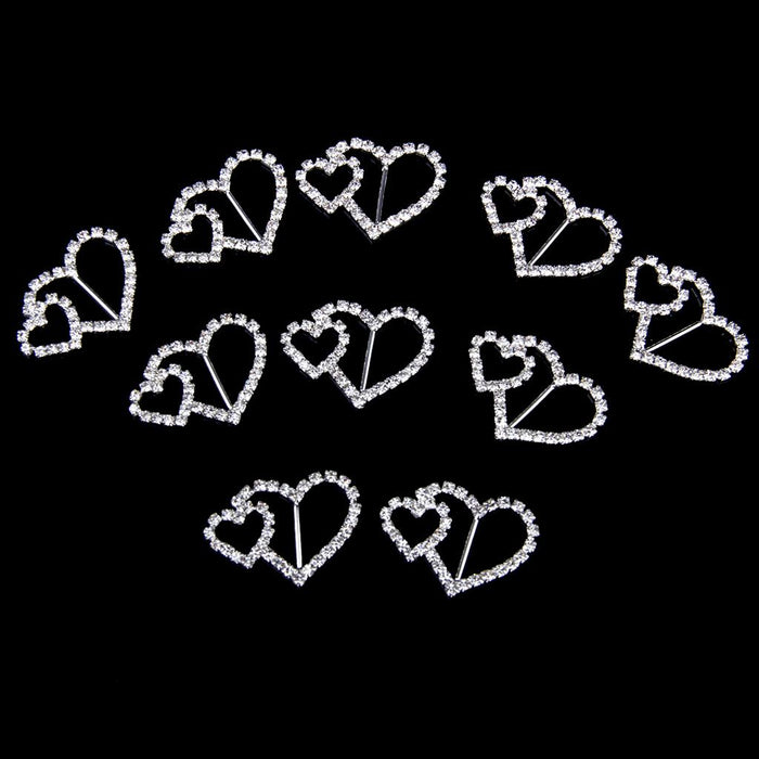 10 Pcs Crystal Diamante Rhinestone Buckle Invitation Ribbon Slider D