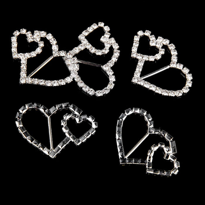 10 Pcs Crystal Diamante Rhinestone Buckle Invitation Ribbon Slider D