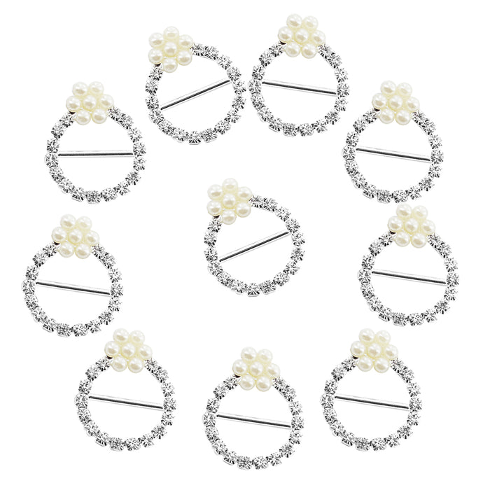 10 Pcs Crystal Diamante Rhinestone Buckle Invitation Ribbon Slider F