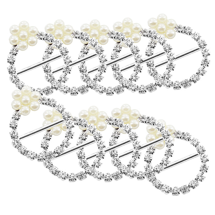 10 Pcs Crystal Diamante Rhinestone Buckle Invitation Ribbon Slider F