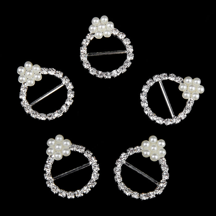 10 Pcs Crystal Diamante Rhinestone Buckle Invitation Ribbon Slider F