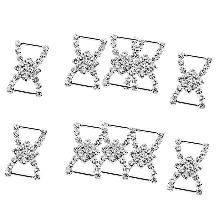 10 Pcs Crystal Diamante Rhinestone Buckle Invitation Ribbon Slider G