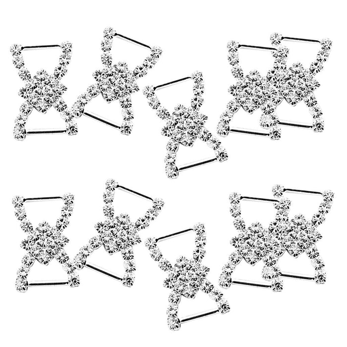 10 Pcs Crystal Diamante Rhinestone Buckle Invitation Ribbon Slider G