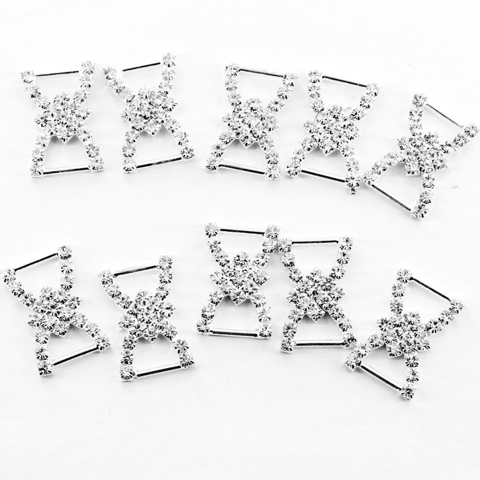 10 Pcs Crystal Diamante Rhinestone Buckle Invitation Ribbon Slider G