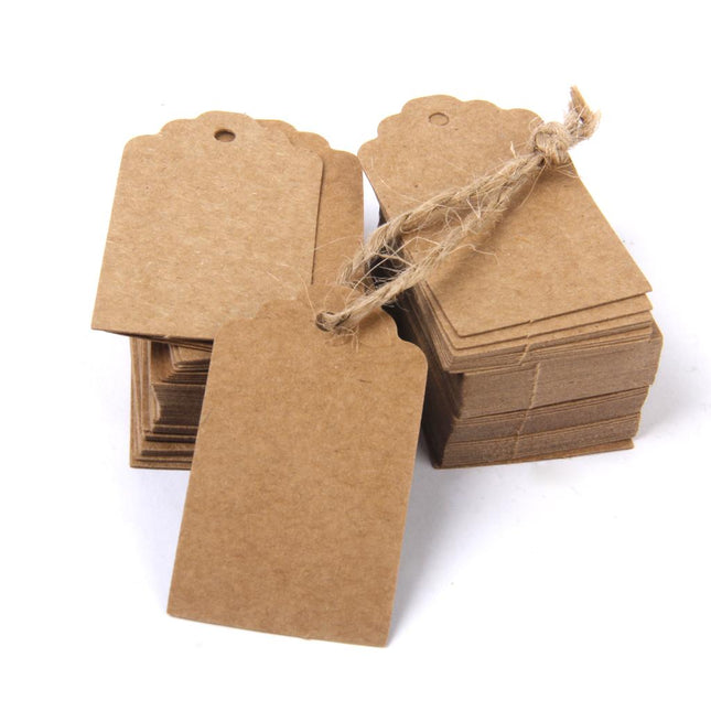 Crofta Vintage 100x Kraft Paper Blank Gift Tags+50x Candy Boxes for Wedding Party Favor