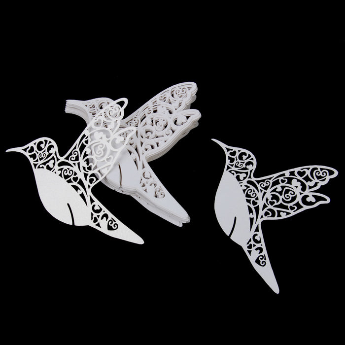 Crofta 100pcs Bird Glass Place Cards Wedding Party Table Decoration Ivory