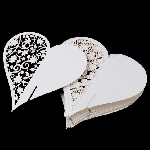 Crofta 150pcs Heart Glass Place Cards+Name Cards+Candy Box Wedding Party Favor