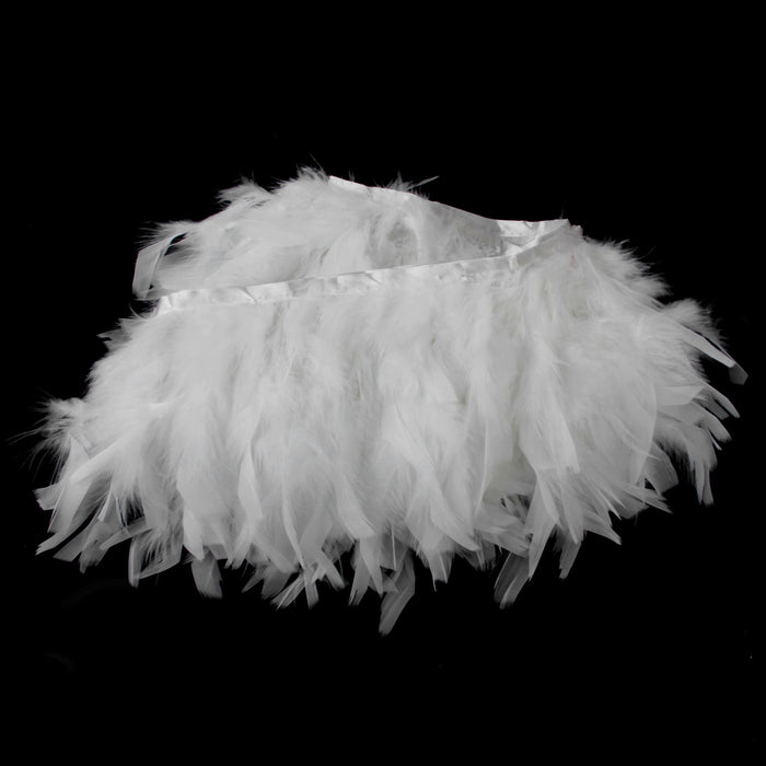 Turkey Feather Fringe Trim 2 Yards White