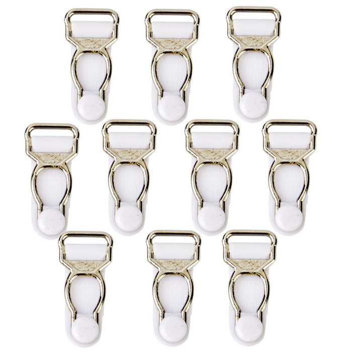 10 Pieces Men's Garter Belt Clips Hooks Grips White