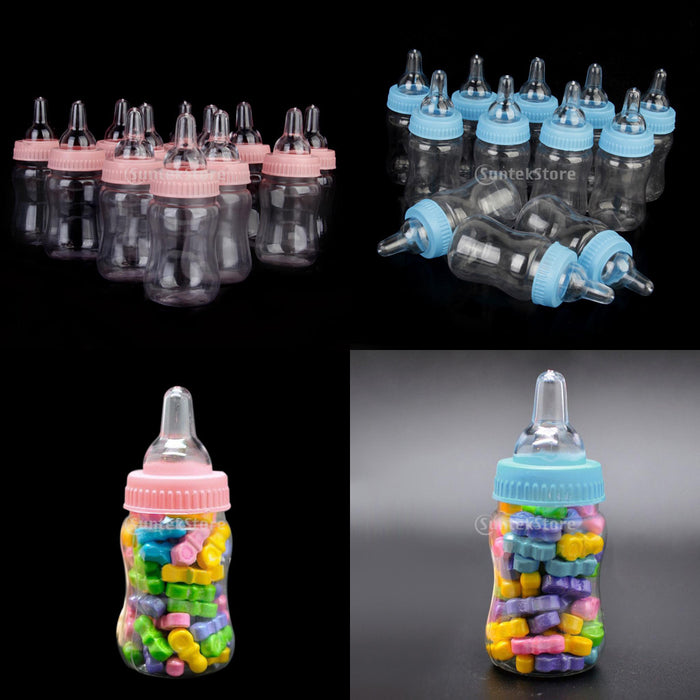 12x Milk Bottles Baby Shower Christening Favors Party Decor Girls Boys Pink