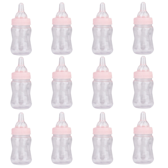 12x Milk Bottles Baby Shower Christening Favors Party Decor Girls Boys Pink