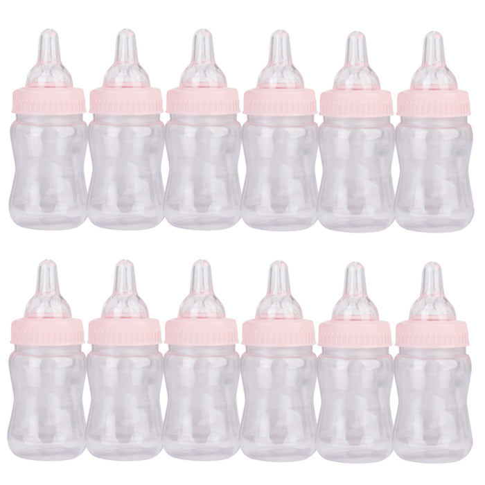 12x Milk Bottles Baby Shower Christening Favors Party Decor Girls Boys Pink