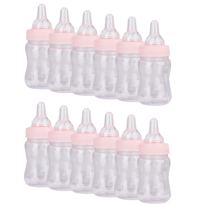 12x Milk Bottles Baby Shower Christening Favors Party Decor Girls Boys Pink