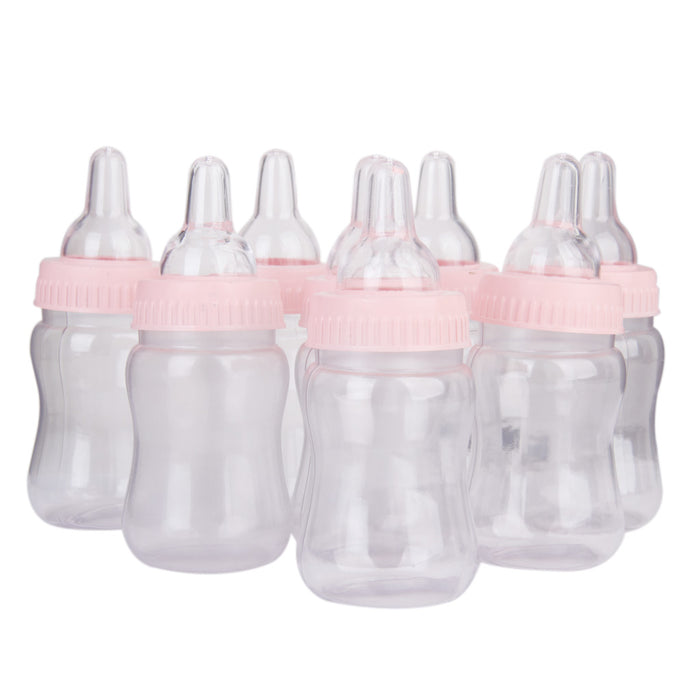 12x Milk Bottles Baby Shower Christening Favors Party Decor Girls Boys Pink