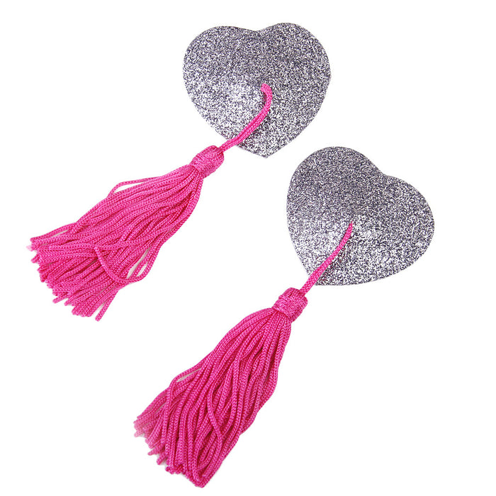 Women's Reuseable Heart Tassel Nipple Covers Breast Stickers