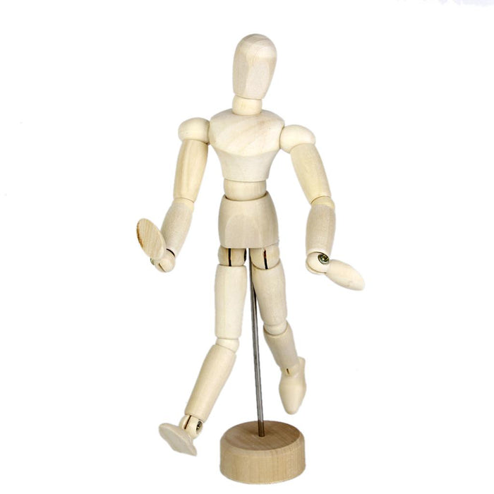 Wooden Body Artist Model Movable Figure Articulated Jointed Stand 5.51"