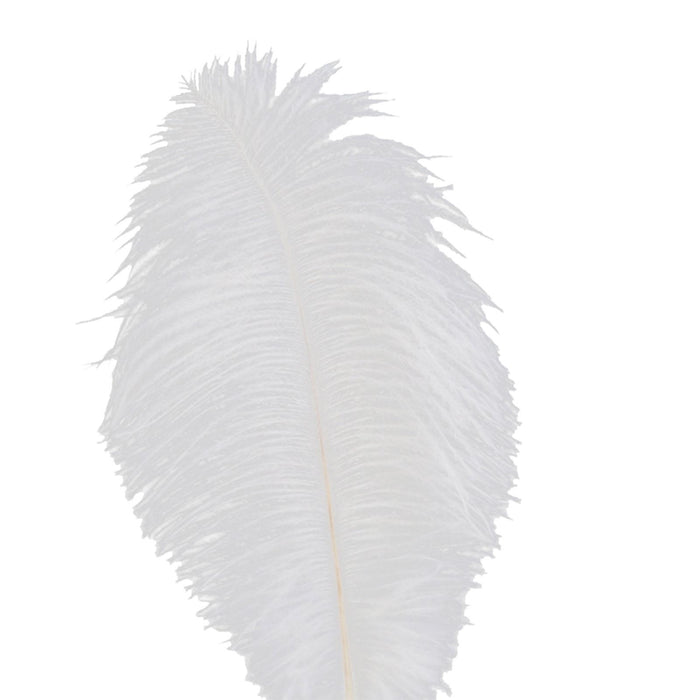 Crofta Ostrich Feather Quill Signing Pen with Metal Holder Wedding Pen Set S White