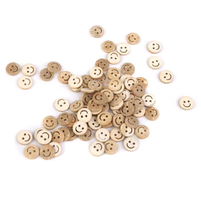 13mm Kids Children Smile Buttons for Sewing DIY Craft 100pcs Burlywood