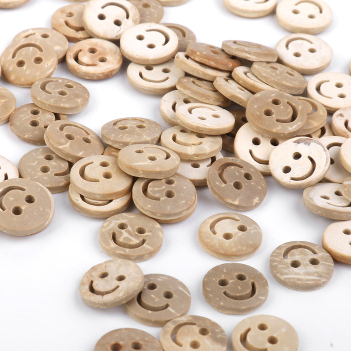 13mm Kids Children Smile Buttons for Sewing DIY Craft 100pcs Burlywood