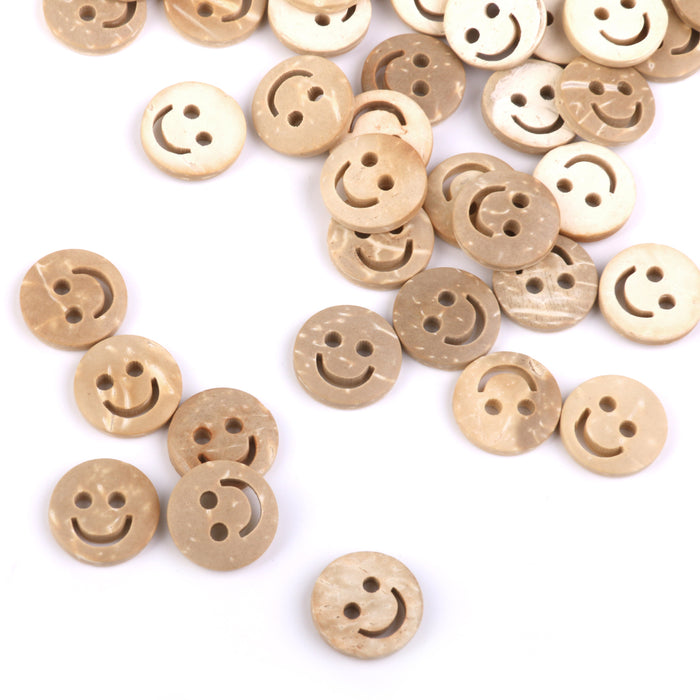 13mm Kids Children Smile Buttons for Sewing DIY Craft 100pcs Burlywood