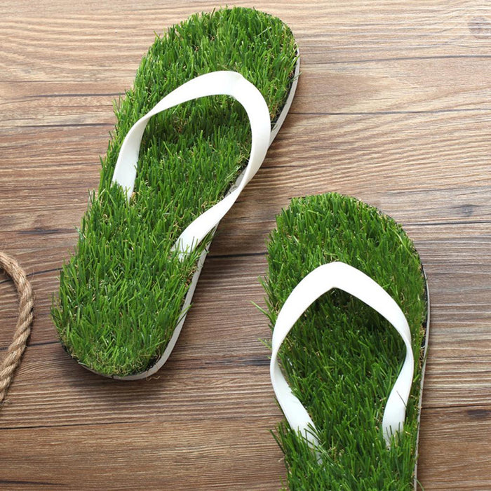 Summer Cool Slippers Artificial Lawn Flats Flip Flops Sandals Shoes Size 45