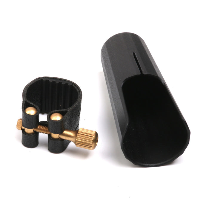 Crofta 1 Set Plastic Soprano Saxophone Sax Mouthpiece Cover with PU Ligature