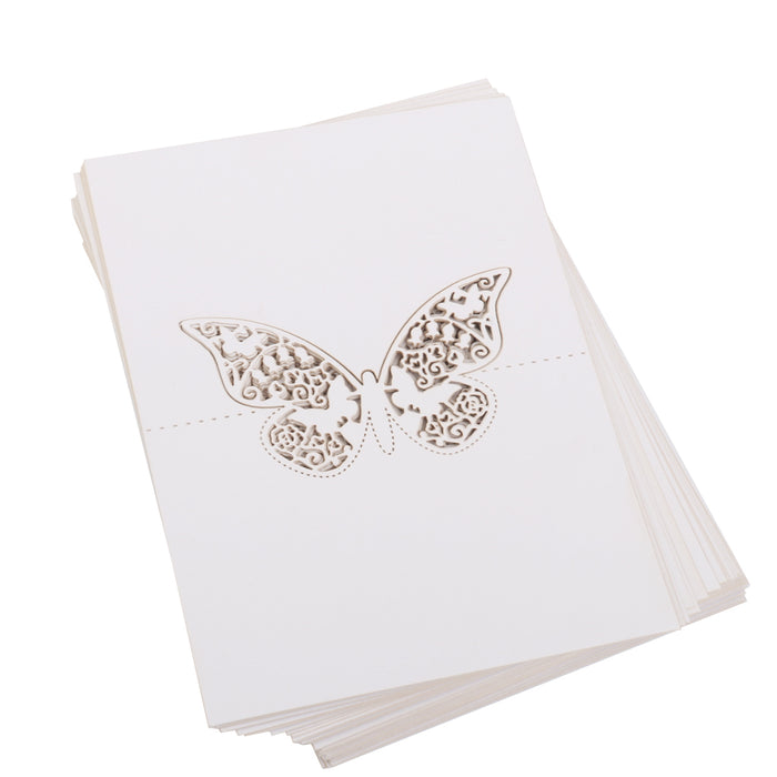 Butterfly Wedding Birthday Table Decoration Place Name Cards 50pcs White