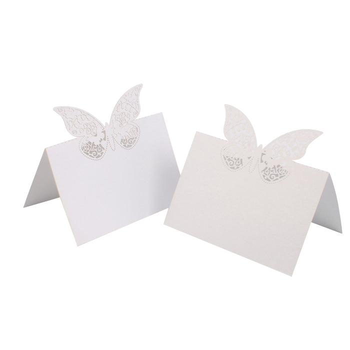 Butterfly Wedding Birthday Table Decoration Place Name Cards 50pcs White