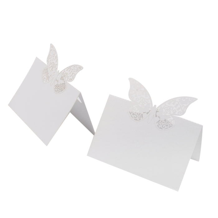 Butterfly Wedding Birthday Table Decoration Place Name Cards 50pcs White