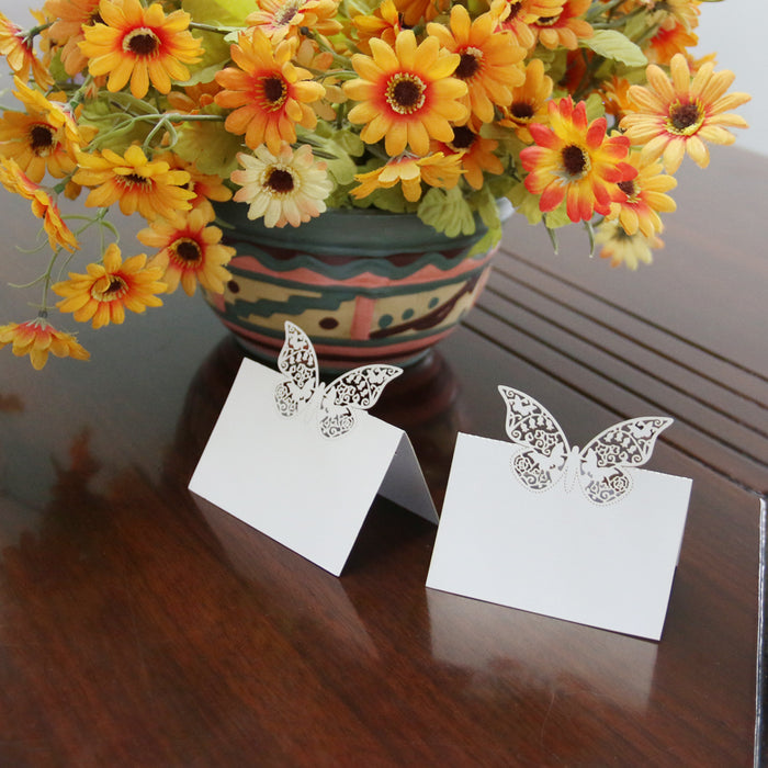 Butterfly Wedding Birthday Table Decoration Place Name Cards 50pcs White