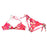 Crofta Women Girls Ladies Elastic Adjustable Halter Straps Floral Bikini Swimsuit Swimwear M Red