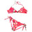 Crofta Women Girls Ladies Elastic Adjustable Halter Straps Floral Bikini Swimsuit Swimwear M Red