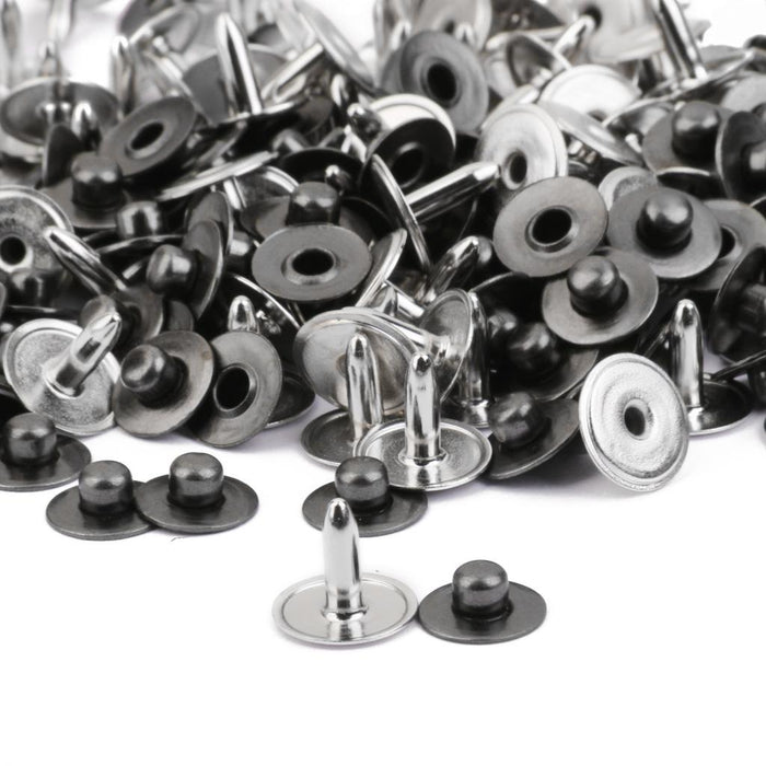 100 Sets Rivets Fasteners Studs Button Sewing Jeans Gray