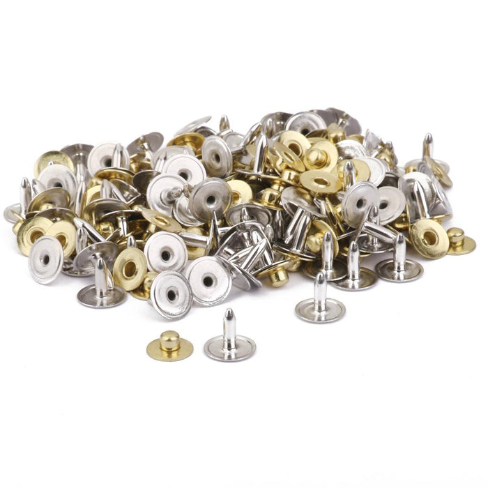 100 Sets Rivets Fasteners Studs Button Sewing Jeans Golden