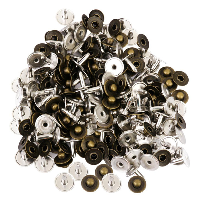 100 Sets Rivets Fasteners Studs Button Sewing Jeans Bronze