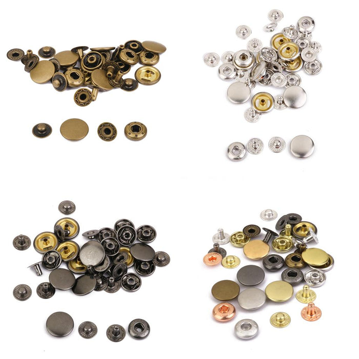 Crofta 10 Sets Copper Snaps Fasteners Bronze Tone