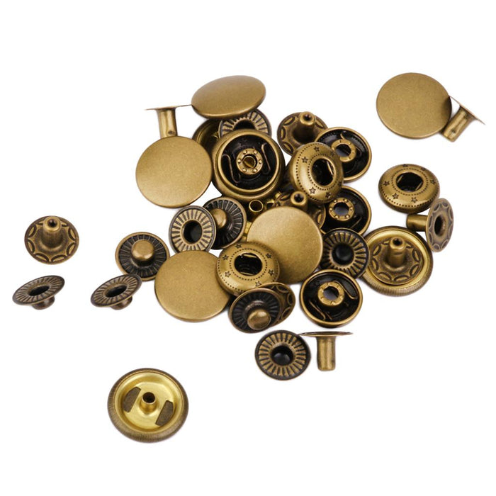 Crofta 10 Sets Copper Snaps Fasteners Bronze Tone