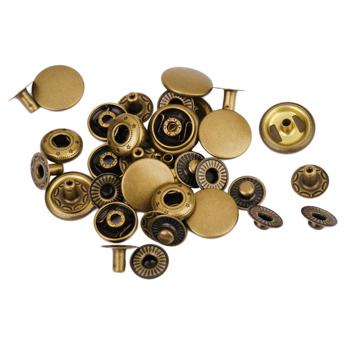 Crofta 10 Sets Copper Snaps Fasteners Bronze Tone