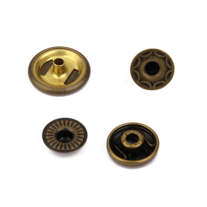 Crofta 10 Sets Copper Snaps Fasteners Bronze Tone